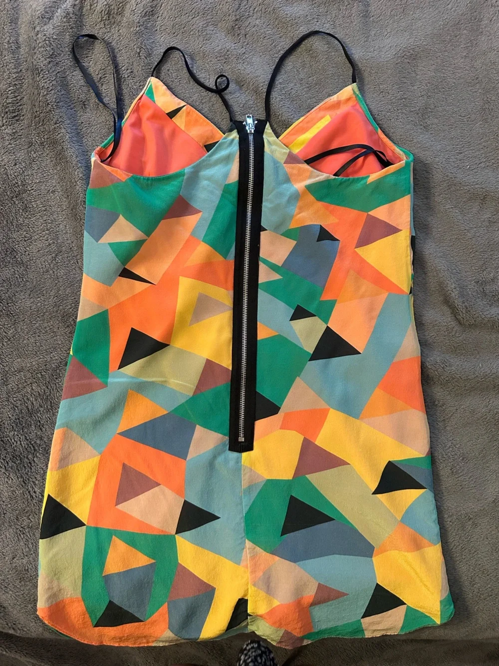 Milly Abstract Multicolor Geometric Silk spaghetti straps dress - Picture 5 of 6